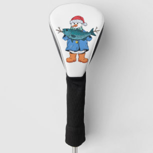 Snowman Fisherman Christmas 2026 Holiday Fishing Golf Head Cover