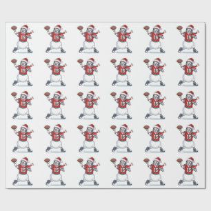 Snowman Football Player Christmas 2026 Holiday Wrapping Paper