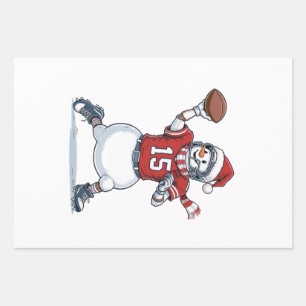 Snowman Football Player Christmas 2026 Holiday Wrapping Paper Sheet