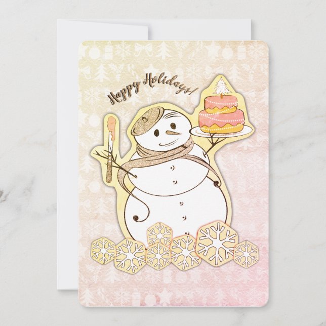 Snowman French bakery cake Christmas card (Front)