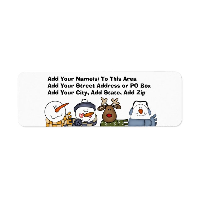 Snowman Friends Personalised Return Address Labels (Front)