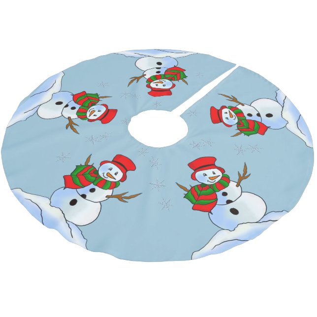 Snowman frosty Christmas  Brushed Polyester Tree Skirt (Angled)