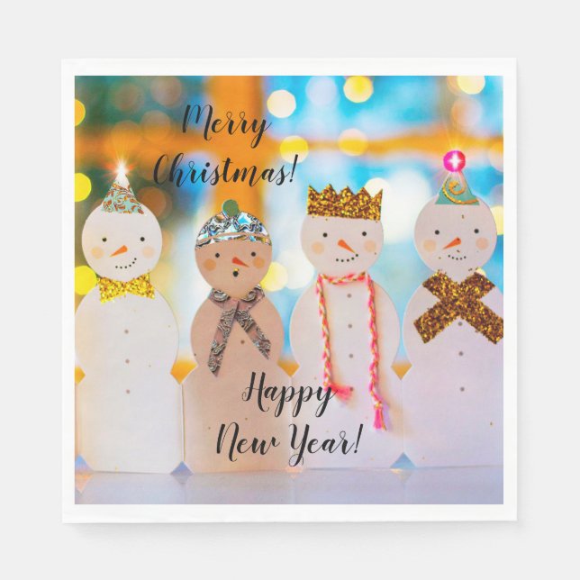 Snowman Fun Elegant Christmas Party Napkin (Front)