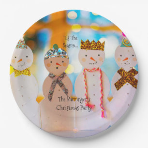 Snowman Fun Elegant Christmas Party Paper Plate