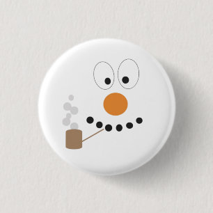 Snowman Funny Face Cute Novelty Christmas 3 Cm Round Badge