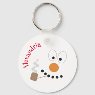 Snowman Funny Face Cute Novelty Christmas Key Ring