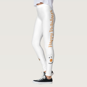 Snowman Funny Face Cute Novelty Christmas  Leggings