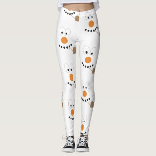 Snowman Funny Face Cute Novelty Christmas Pattern Leggings