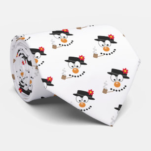 Snowman Funny Face Cute Novelty Christmas Pattern Tie
