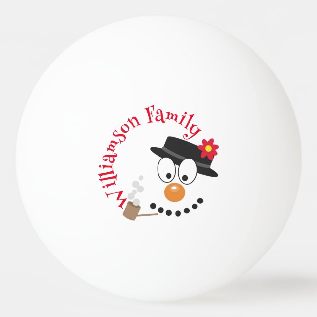 Snowman Funny Face Cute Novelty Christmas Ping Pong Ball (Front)