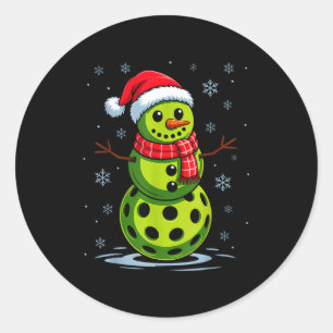 Snowman - funny pickleball christmas pickle ball classic round sticker