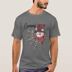 Snowman Gammi Candy Cane Red Plaid Christmas Gifts T-Shirt