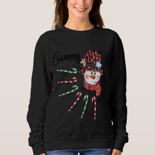 Snowman Gammy Candy Cane Red Plaid Christmas Sweatshirt