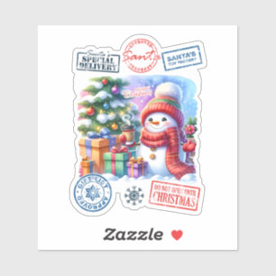 Snowman Gift Christmas Sticker