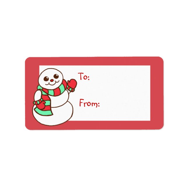 Snowman Gift Tag Label (Front)