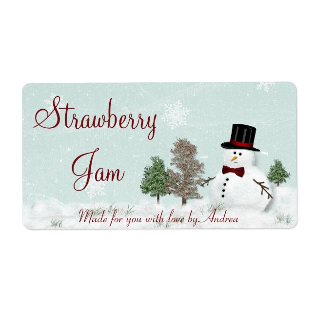 Snowman Gift Tag Sticker or Canning Label (Front)