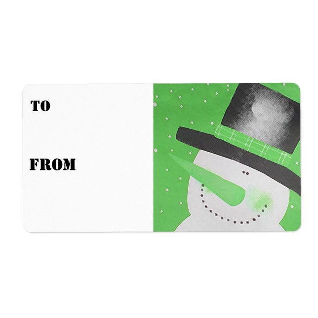 Snowman Gift Tags - Green (Front)
