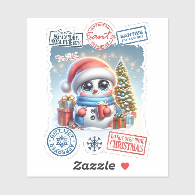 Snowman & Gifts Christmas Sticker (Sheet)