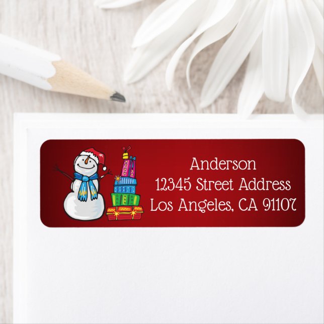 Snowman & Gifts Return Address Labels (Insitu)