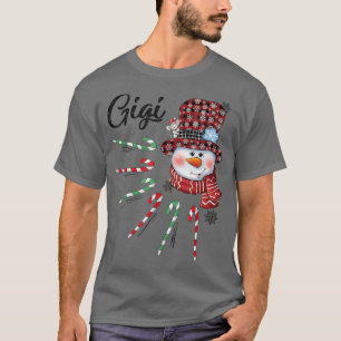 Snowman Gigi Candy Cane Red Plaid Christmas Gifts T-Shirt