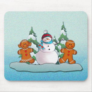 SNOWMAN & GINGERBREAD KIDS by SHARON SHARPE Mouse Mat