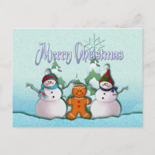 SNOWMAN & GINGERBREAD MAN by SHARON SHARPE Postcard