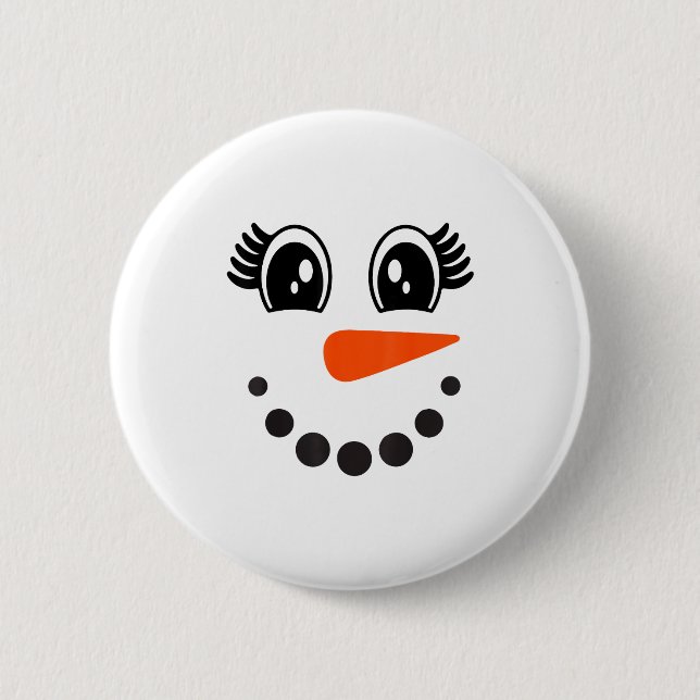 Snowman Girl Face For Girls Christmas Winter  6 Cm Round Badge (Front)