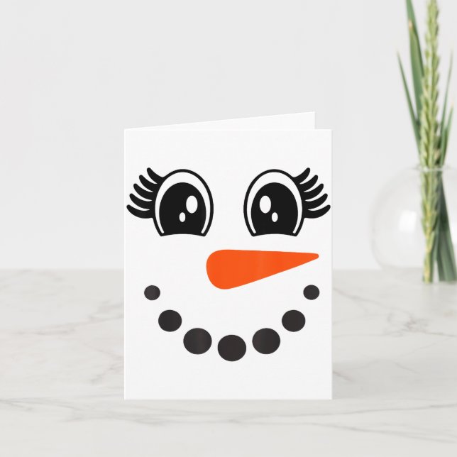 Snowman Girl Face For Girls Christmas Winter  Card (Front)