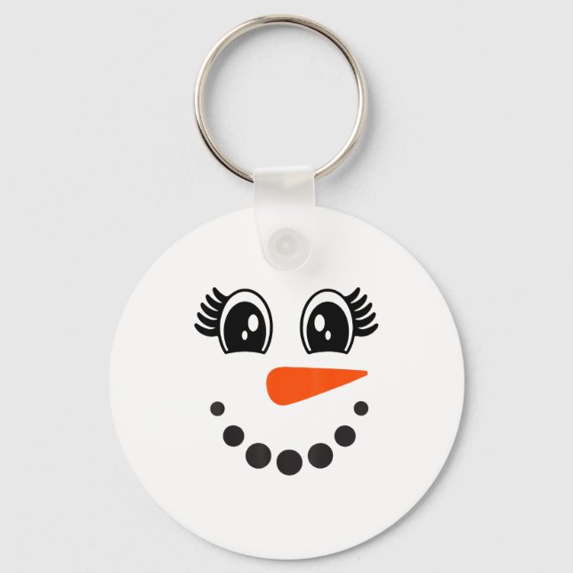 Snowman Girl Face For Girls Christmas Winter  Key Ring (Front)