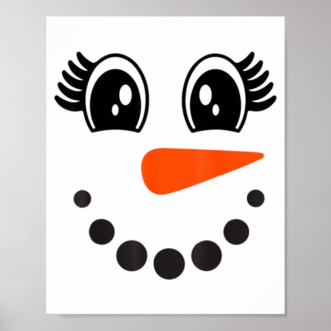 Snowman Girl Face For Girls Christmas Winter  Poster (Front)