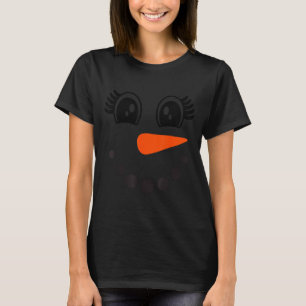 Snowman Girl Face For Girls Christmas Winter  T-Shirt
