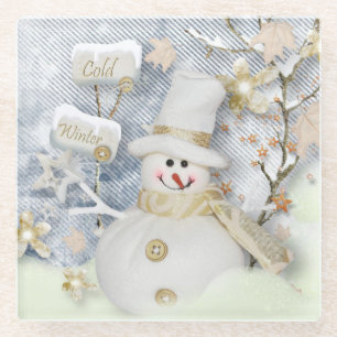 Snowman Glass Coaster