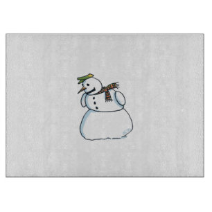 Snowman glass cutting board