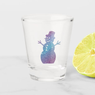 Snowman glittery shot glass