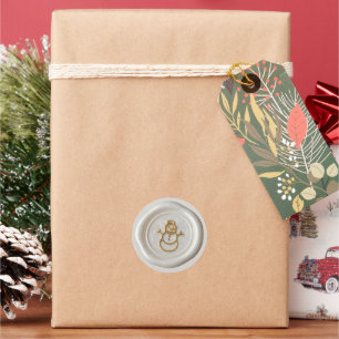 Snowman Gold Faux Wax Seal Christmas