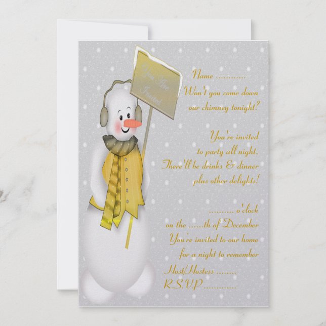 Snowman (gold) - Invitation (Front)
