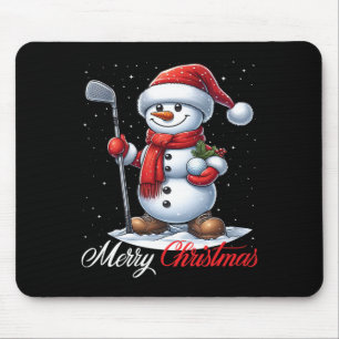 Snowman Golf Merry Christmas Snow Boys Girls Kids Mouse Mat