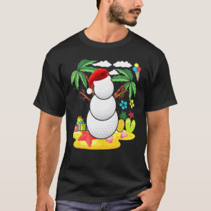 Snowman Golfer Christmas Summer In July Party Kids T-Shirt