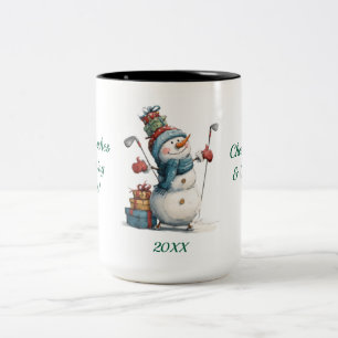 Snowman Golfer Holiday Mug