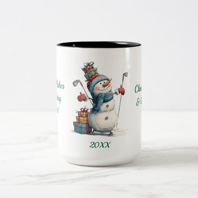 Snowman Golfer Holiday Mug (Center)
