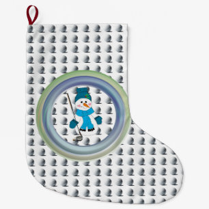 Snowman Golfer Seasonal Swing  Large Christmas Stocking