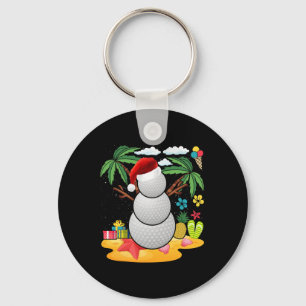 Snowman Golfer Tee Christmas Summer In July Party Key Ring
