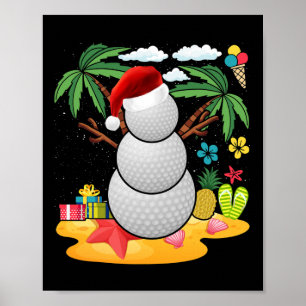 Snowman Golfer Tee Christmas Summer In July Party Poster