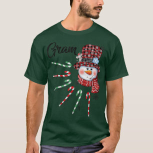 Snowman Gram Candy Cane Red Plaid Christmas Gifts T-Shirt