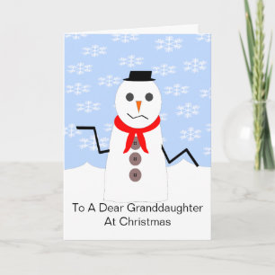Snowman Granddaughter Christmas Card