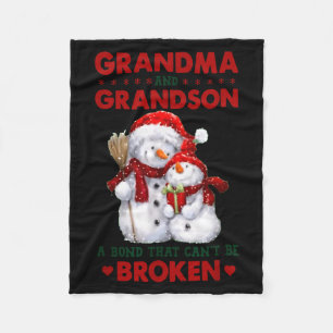 Snowman Grandma And Grandson A Bond That Can't Be  Fleece Blanket