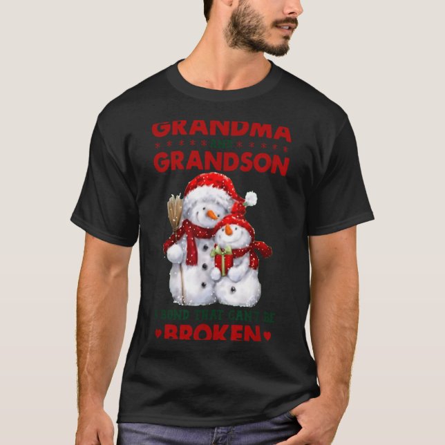 Snowman Grandma And Grandson A Bond That Can't Be  T-Shirt (Front)
