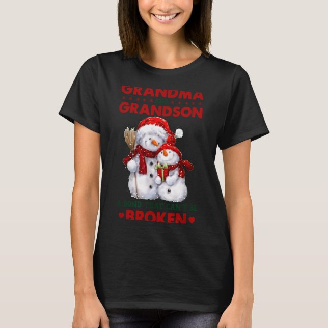Snowman Grandma And Grandson A Bond That Can't Be  T-Shirt (Front)