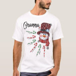 Snowman Granna Candy Cane Red Plaid Christmas T-Shirt<br><div class="desc">Snowman Granna Candy Cane Red Plaid Christmas</div>