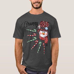 Snowman Granny Candy Cane Red Plaid Christmas Gift T-Shirt